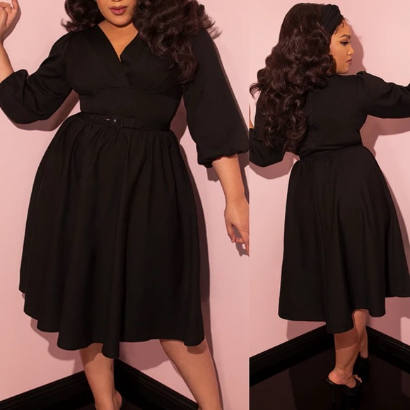 Vixen by Micheline Pitt Dresses & Skirts - Vixen By Michelins Pitt Bawdy Retro Pinup Rockabilly Swing Midi Dress: Black